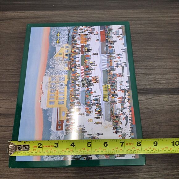 Vintage Sven Hagman Jokkmokks Winter Market Sweden Red And Green Tin Box - Picture 3 of 7